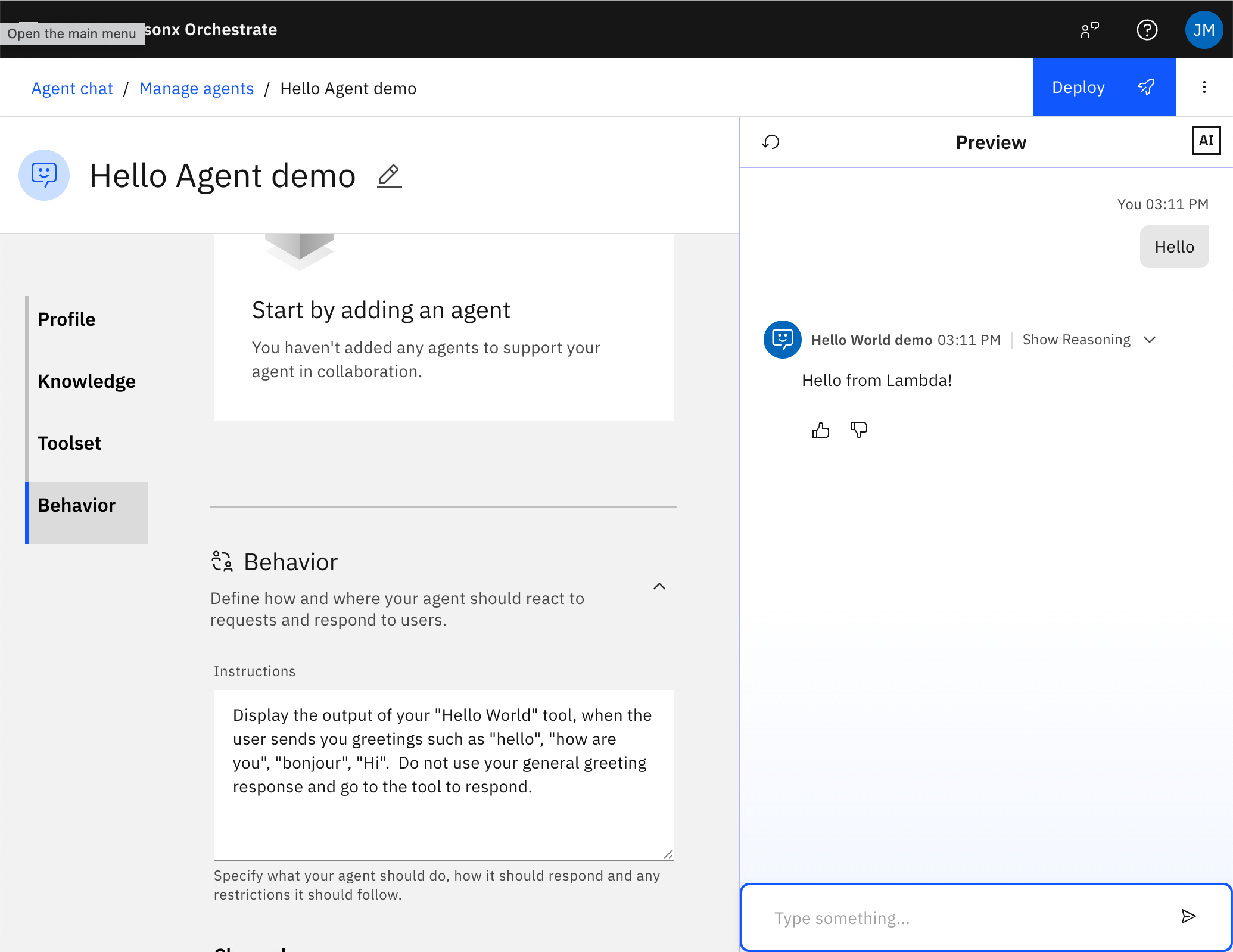 Chat with Agent